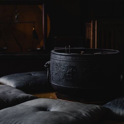 Meditation cushions arranged neatly in a minimal zen room